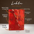 Lokta Bold Floral Bamboo Lock Notebook in Ruby Medium Size
