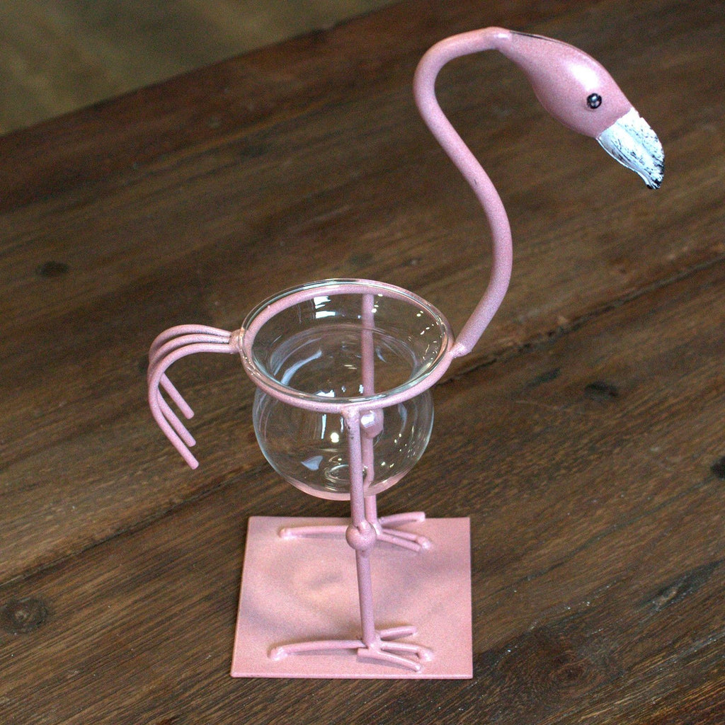 Hydroponic Home Décor with Pink Metal Flamingo Design 2