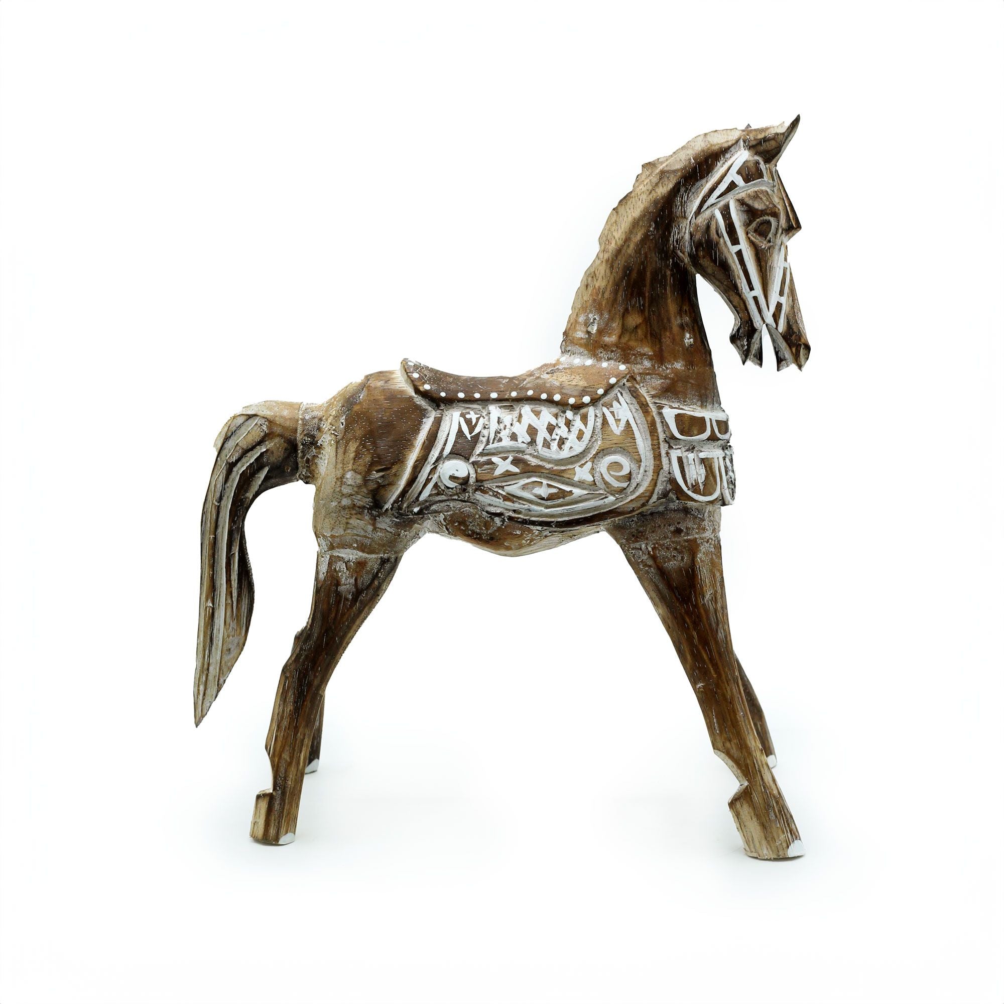 Medium Antique Horse Vintage Wooden Decorative Figure 25 cm Tall