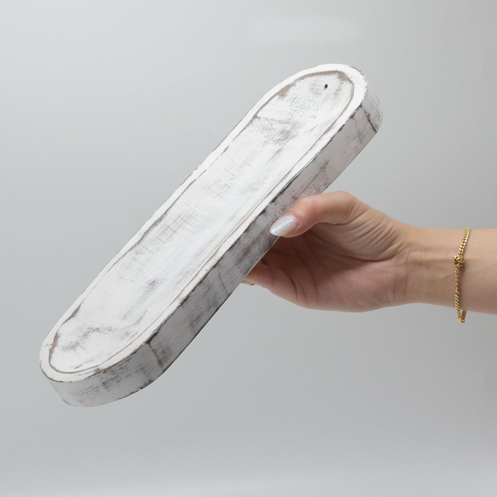 Large Classic Whitewash Incense Tray 30x10cm for Home Decor