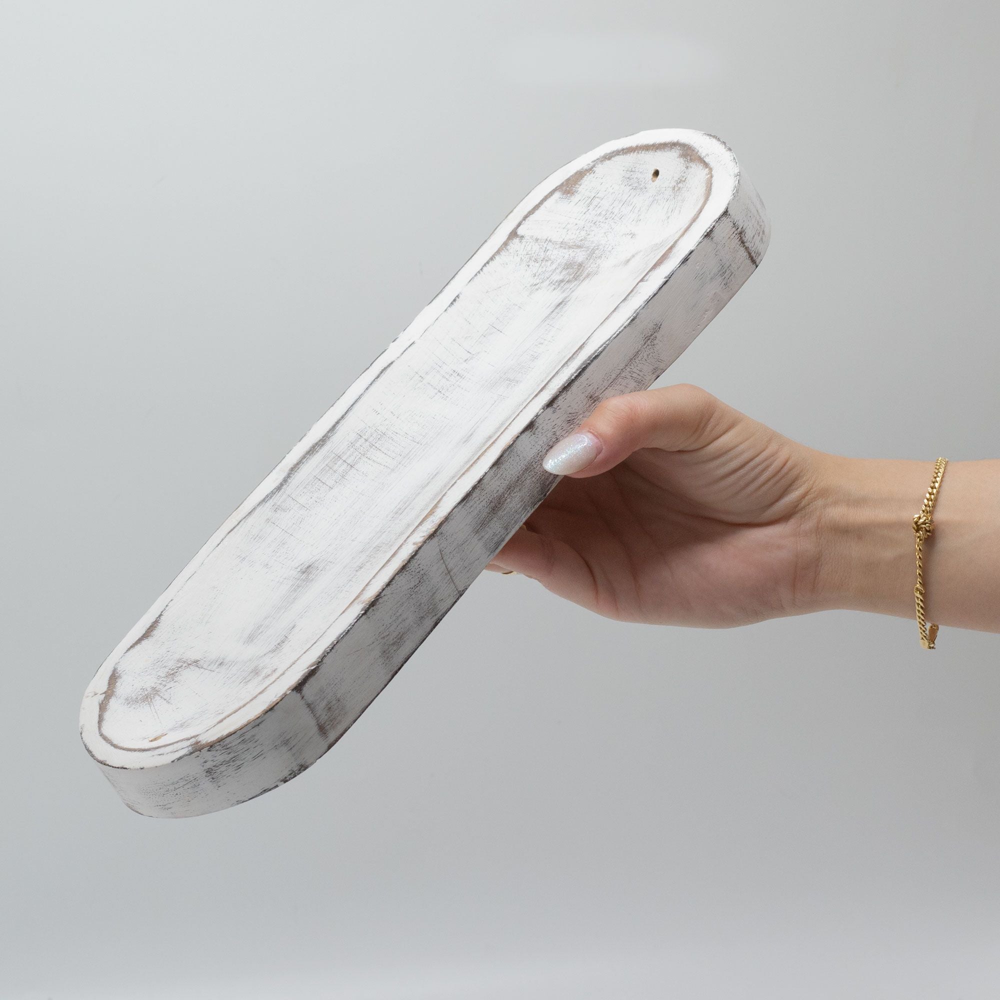 Large Classic Whitewash Incense Tray 30x10cm for Home Decor
