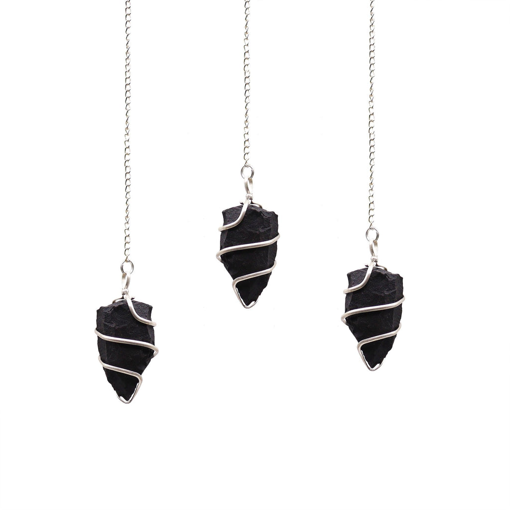 Raw Black Agate Pendulum for Dowsing and Energy Work Tool