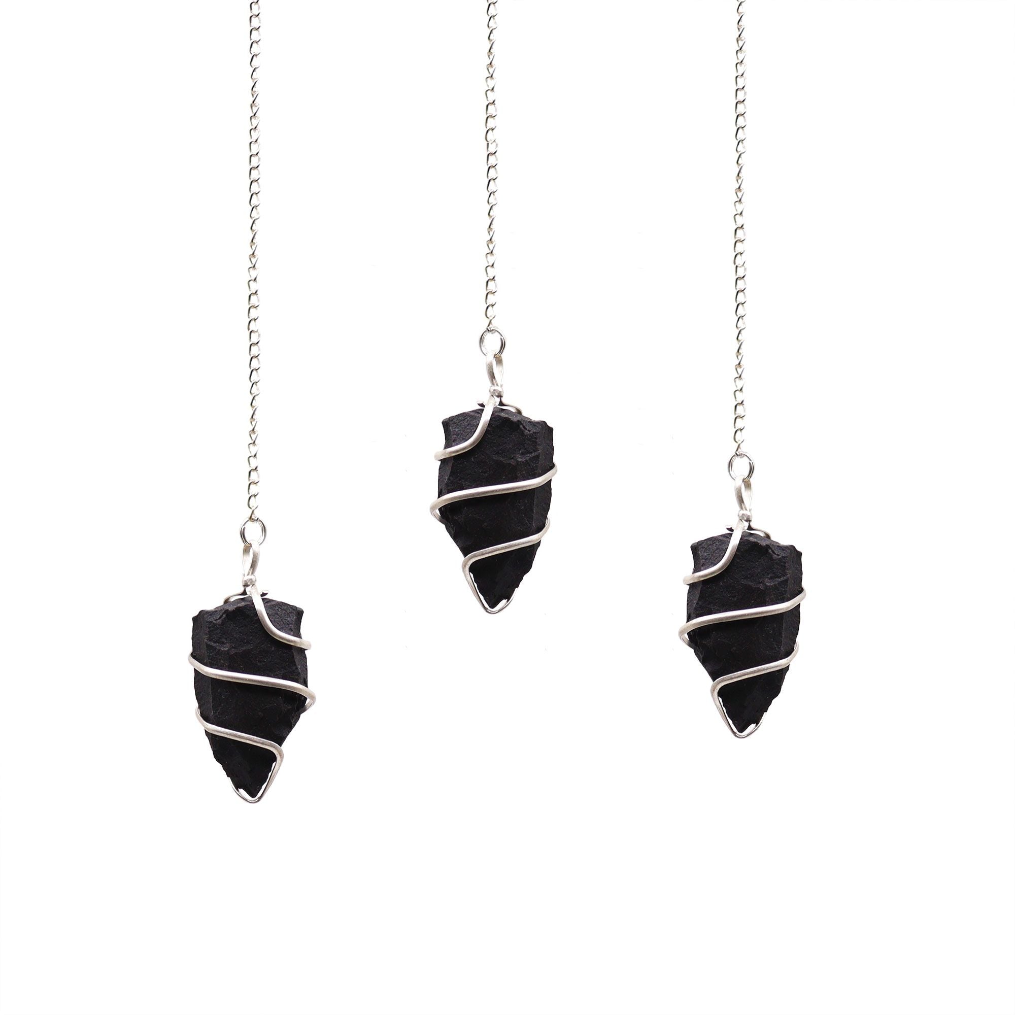 Raw Black Agate Pendulum for Dowsing and Energy Work Tool