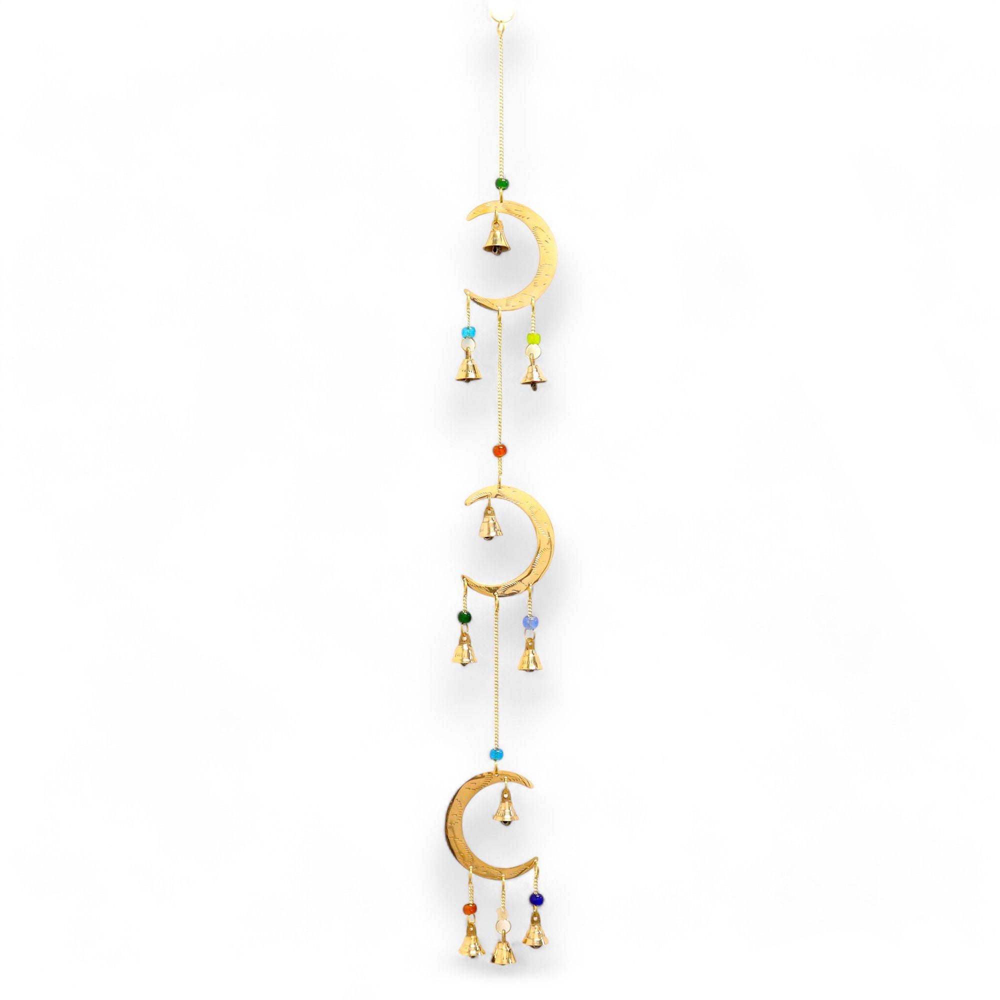 Indian Chimes Moon Drop with 10 Brass Bells and Beads