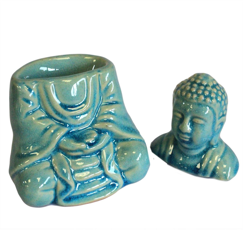 Sitting Buddha Oil Burner in Blue for Fragrance Oils and Melts