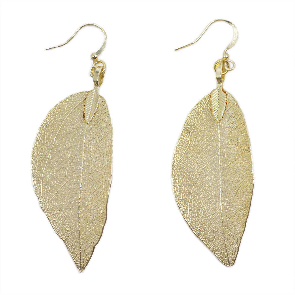 Bravery Leaf Gold Earrings Unique Nature Inspired Leaf Jewellery