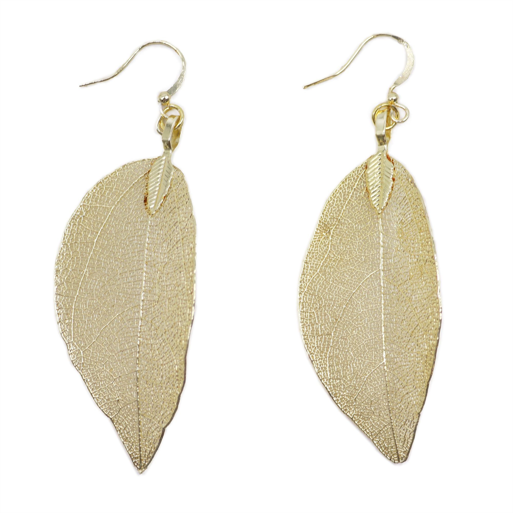 Bravery Leaf Gold Earrings Unique Nature Inspired Leaf Jewellery