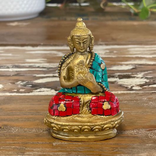 Brass Buddha Figure Hands Up 7.5 cm Perfect for Home Decor Display