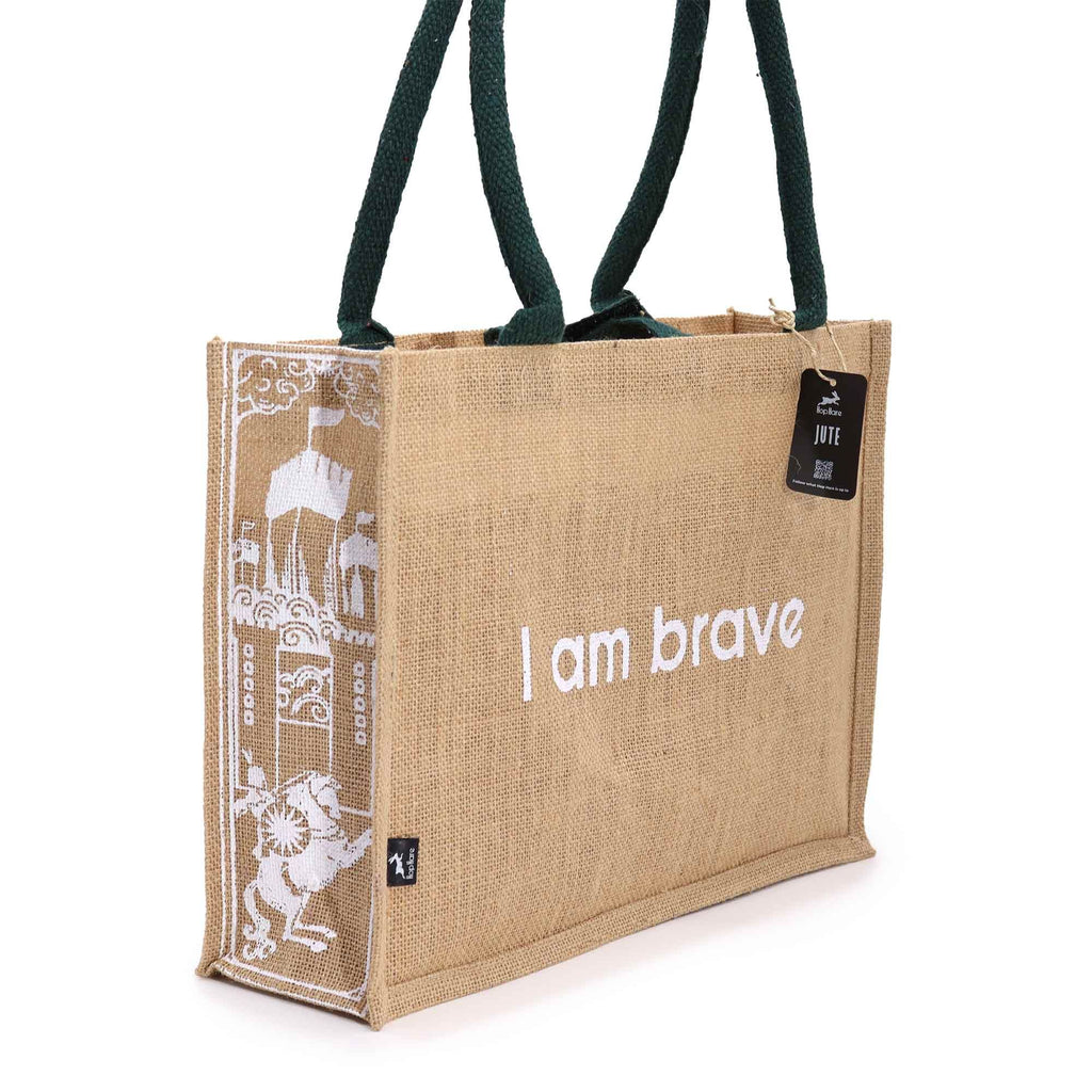Hop Hare Jute Big Bag with Knight of Swords Design I am Brave
