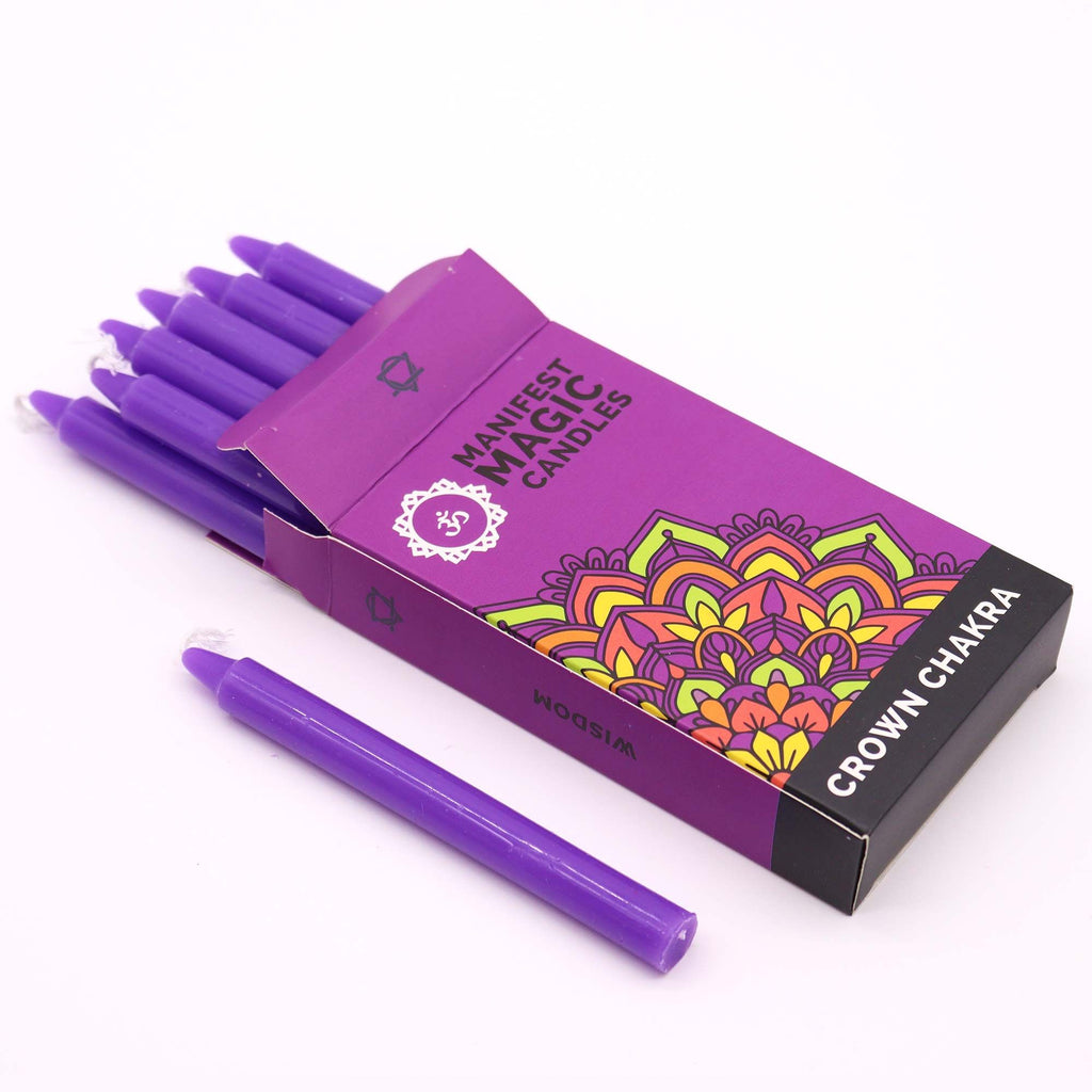 Manifest Magic Candles Pack of 12 in Violet for Crown Chakra