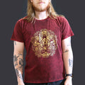 Nomad Sari Stonewashed Cotton T Shirt with Hamsa Design Maroon