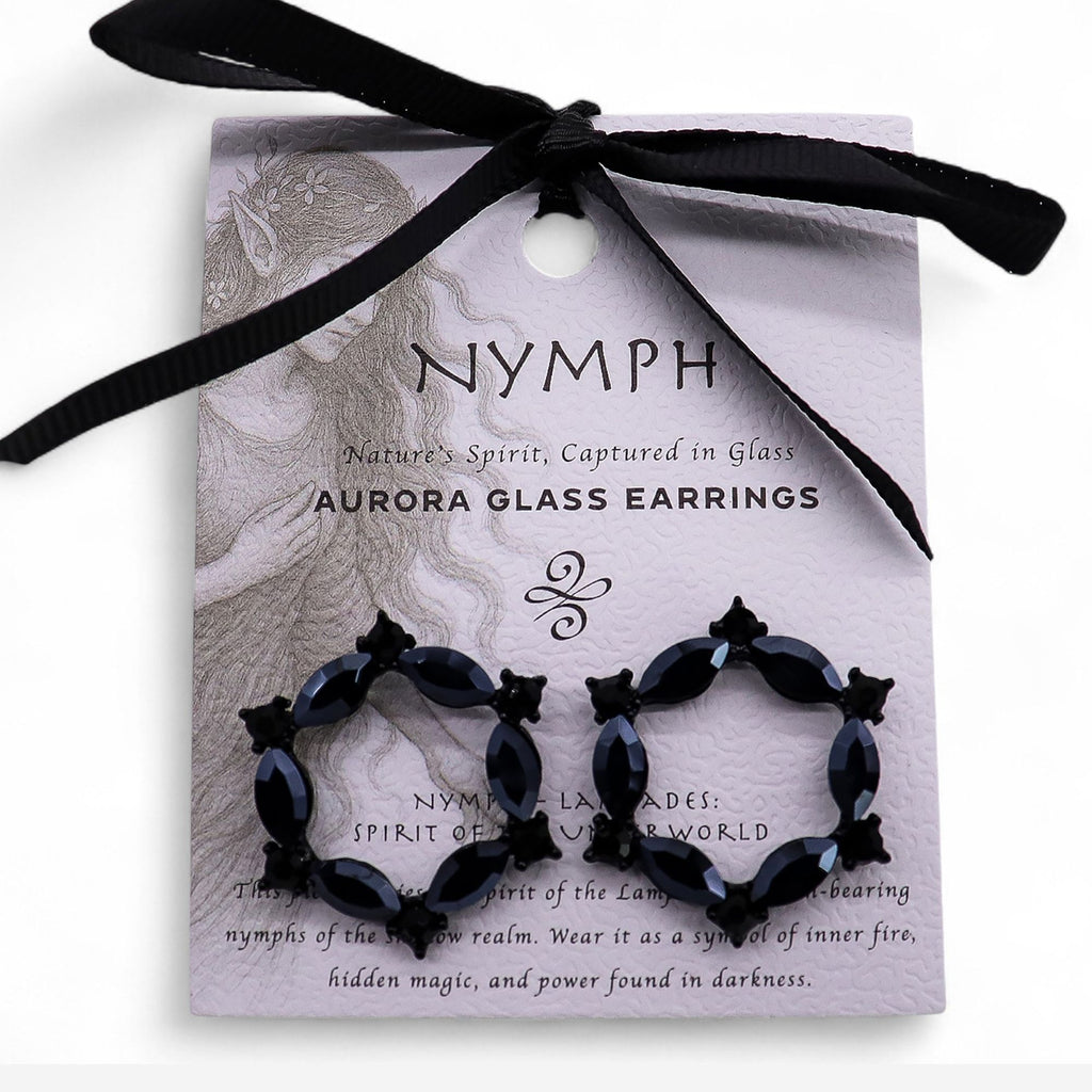 Jet Black Vintage Glass Loop Earrings for Sophisticated Style