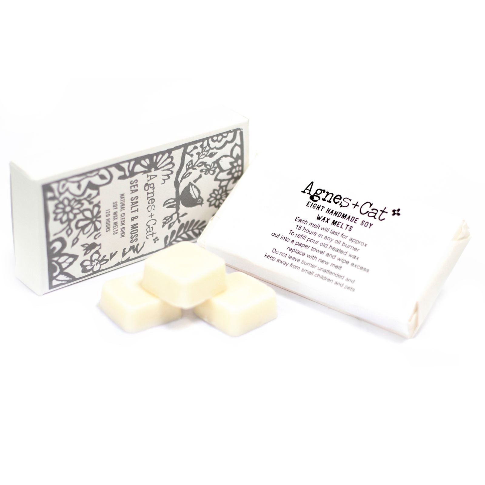 Agnes + Cat Box of 8 Wax Melts - Sea Salt & Moss