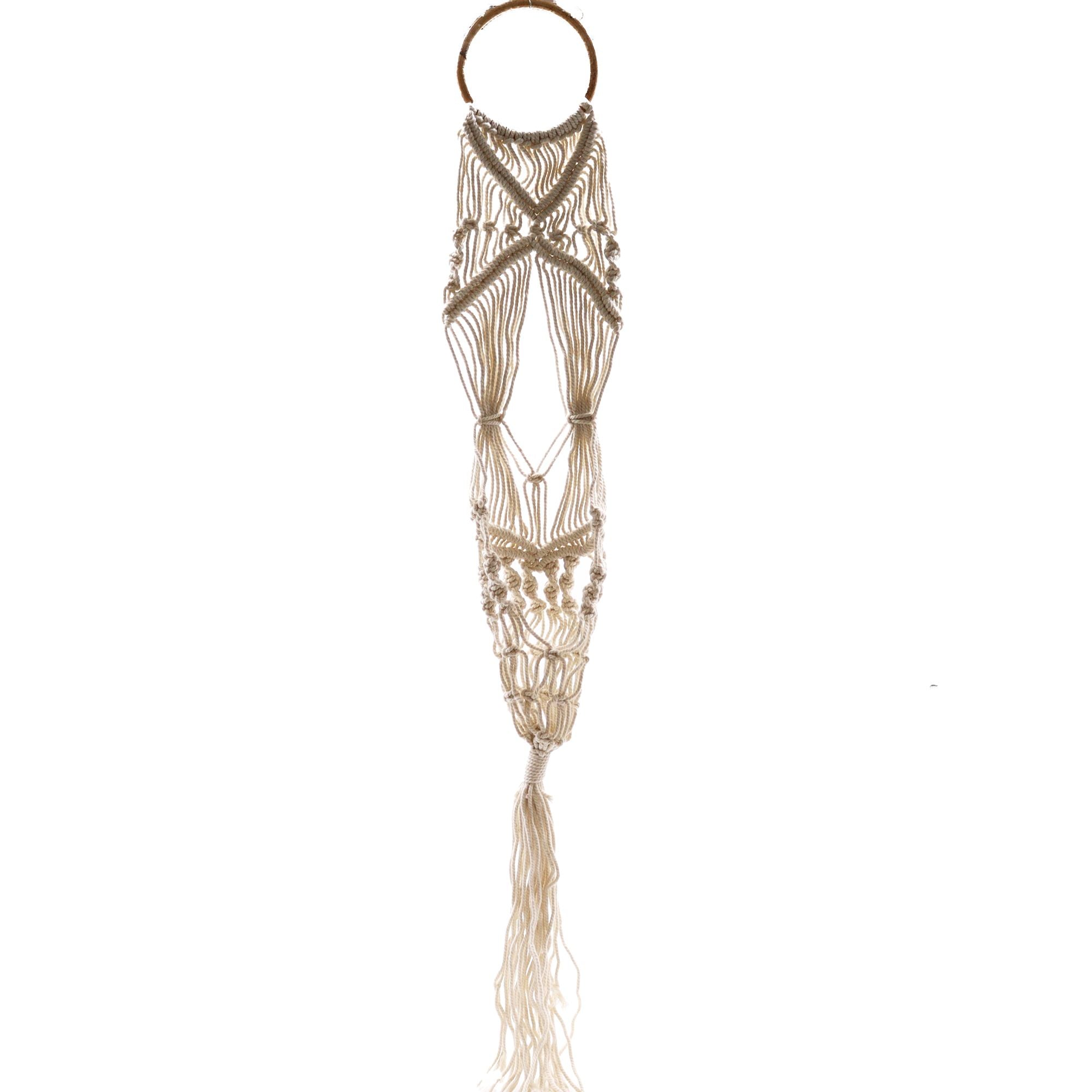 Macrame Pot Holder Long With Ratten Hoop for Home Decor Style