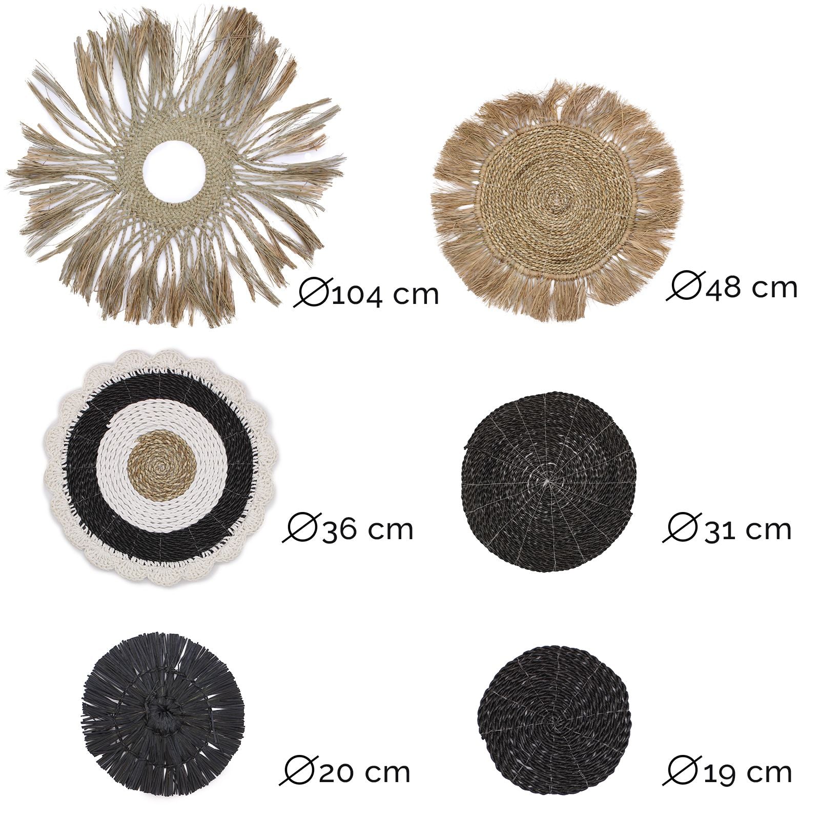 Set of Six Natural Wall Art Abu Abu Collection for Stylish Decor
