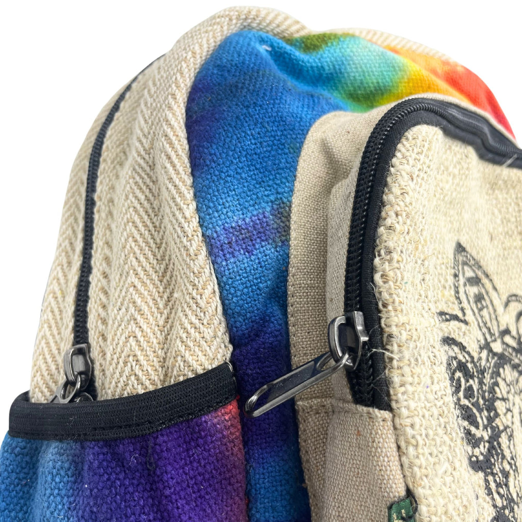 Tiedye Hemp Medium Backpack Featuring 7 Chakra Design