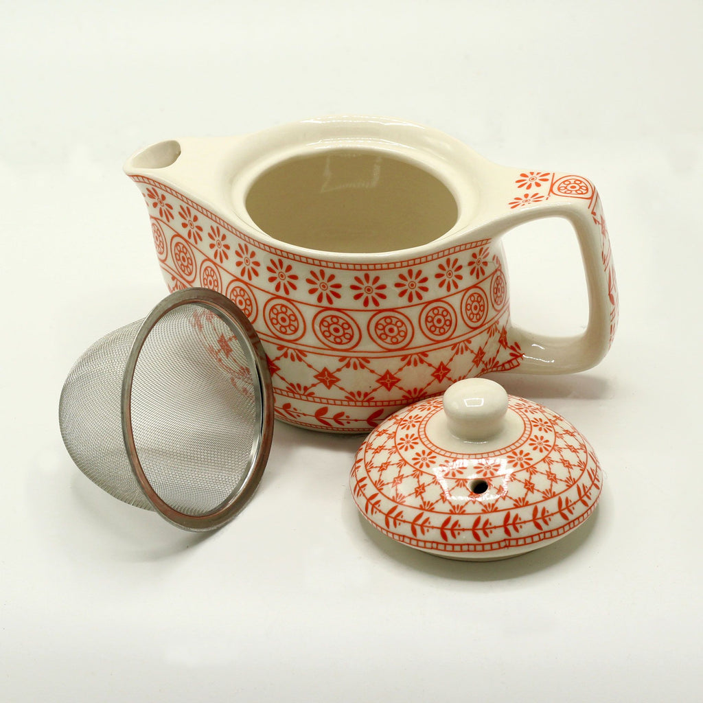 Small Amber Herbal Teapot with Metal Strainer for Tea Lovers