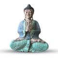 Vintage Blue Mint Hand Carved Buddha Statue 40cm for Home Decor