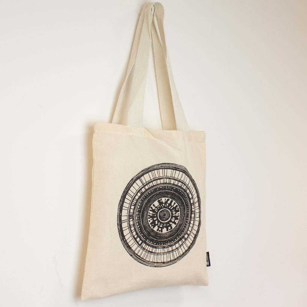 Nomad Sari Urban Mandala Tote Bag in Natural Cotton Design
