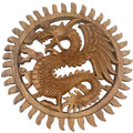 Winged Sun Dragon Plaque Carving for Unique Wall Art Decor