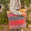Recycled Big Rug Bag in Beautiful Shades of Pink for Storage