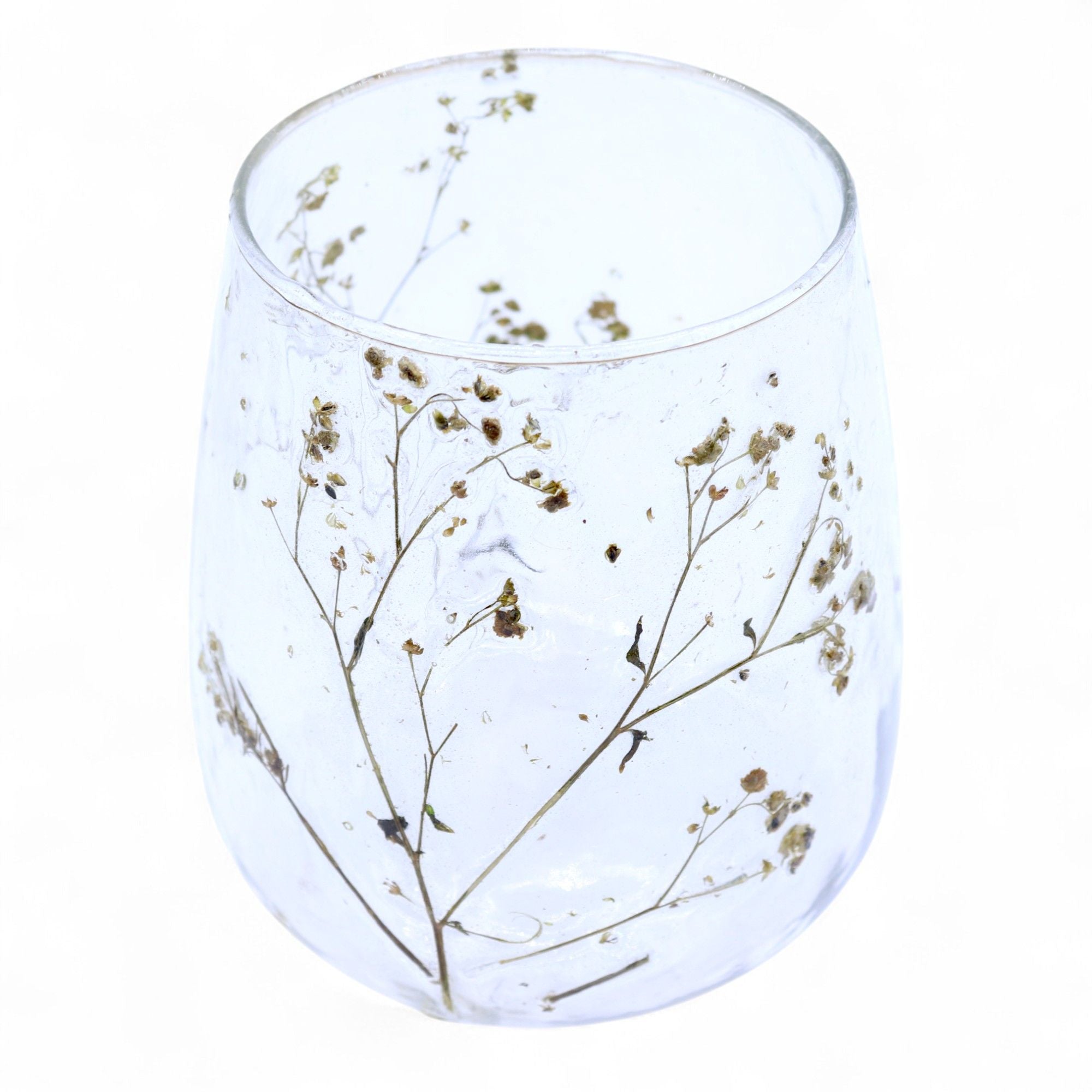 Natural Floral Glass Candle Holder Margarita for Home Decor