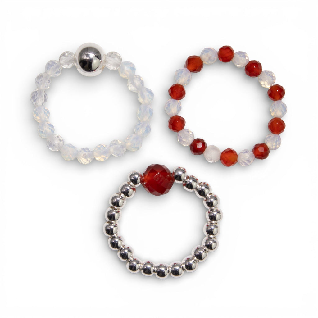 Nymph Spirit Gemstone Ring Set Blood Moon for Elegant Style