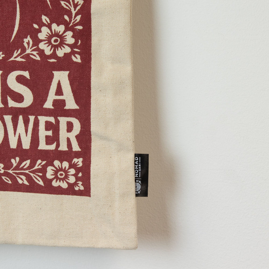 Nomad Sari Iconic Toni Tote Bag with Love is a Super Power Design