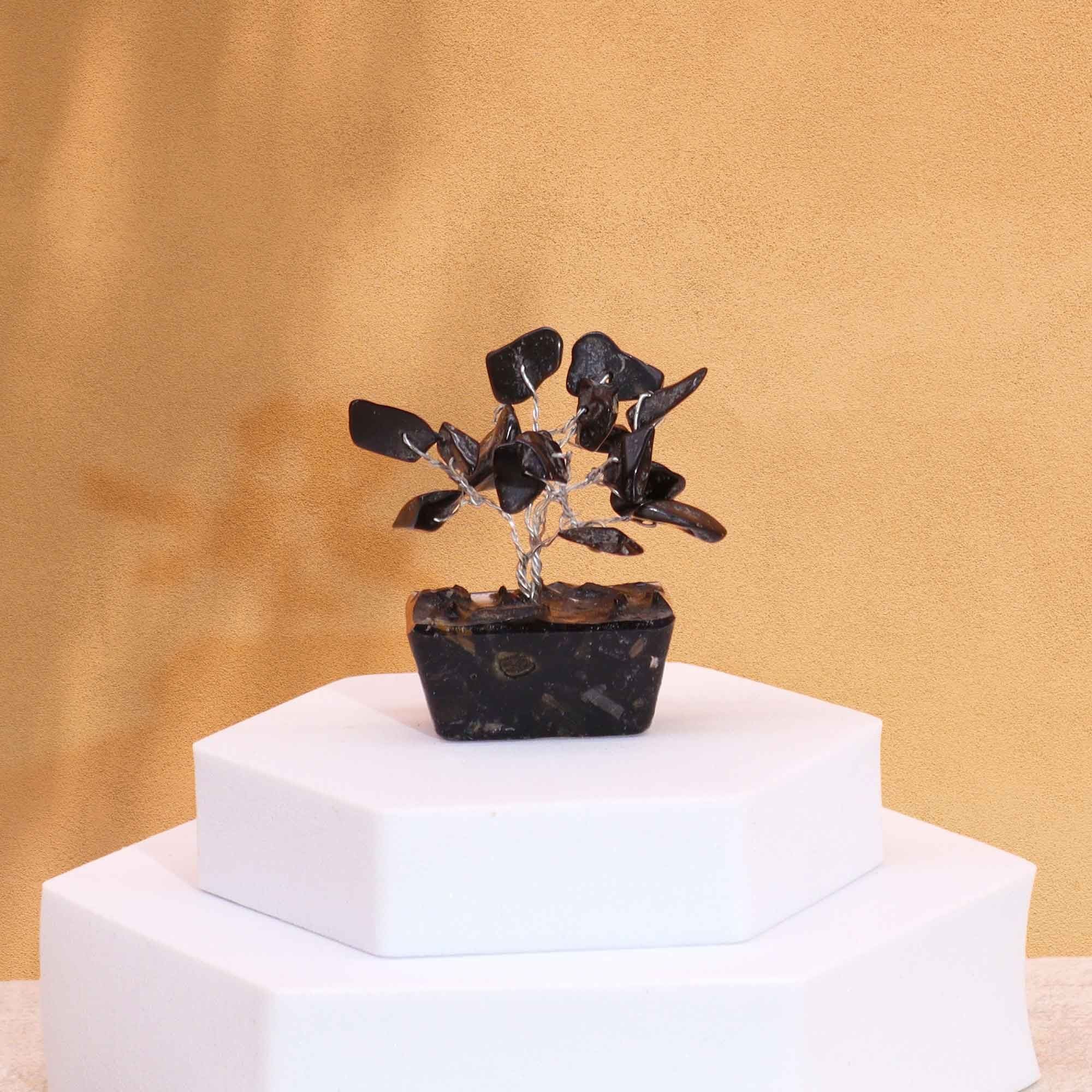 Mini Gemstone Tree on Orgonite Base with Black Agate 15 Stones