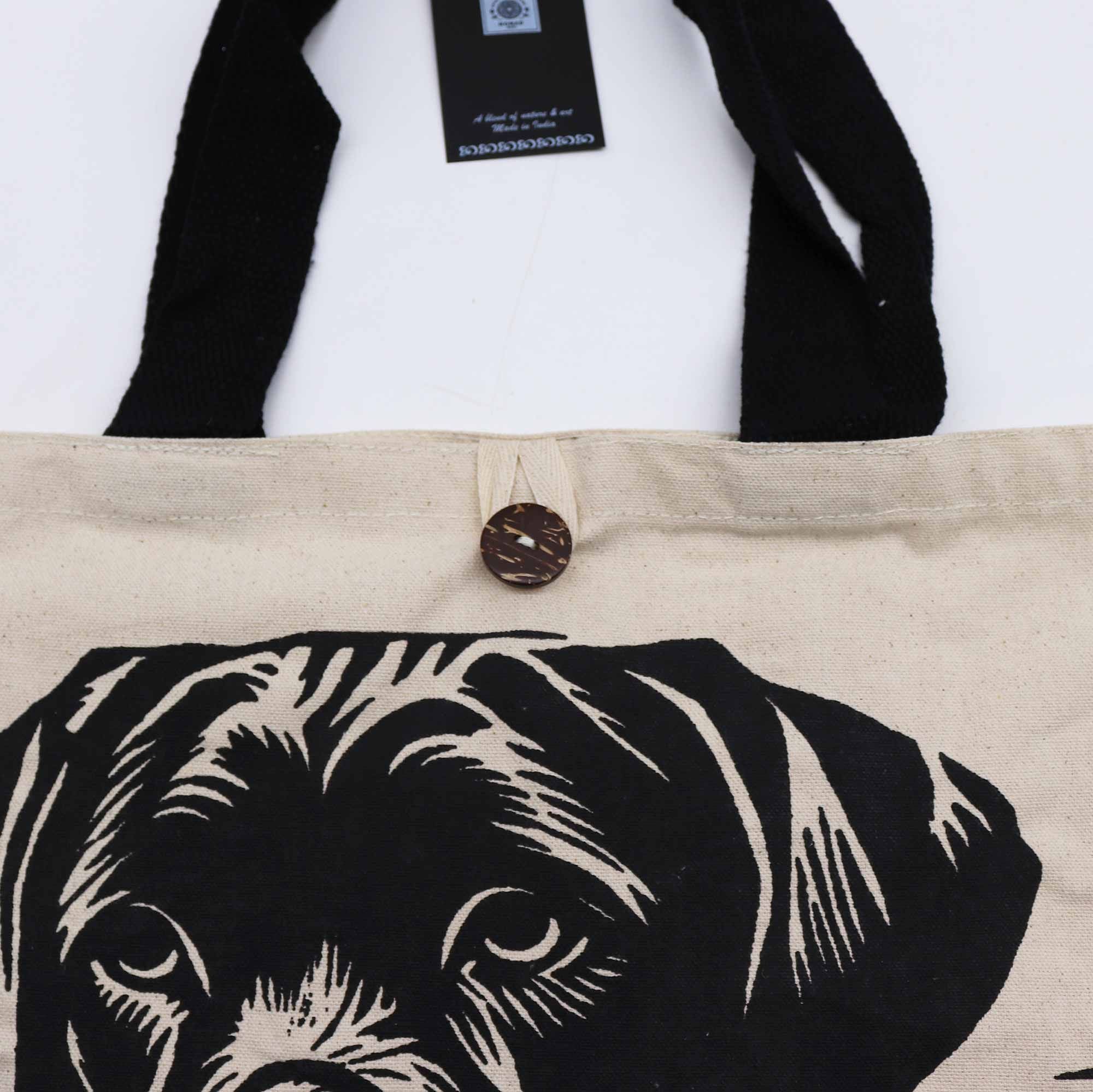 Iconic Classic Tote Bag It's a Dogs Life White Cotton Design