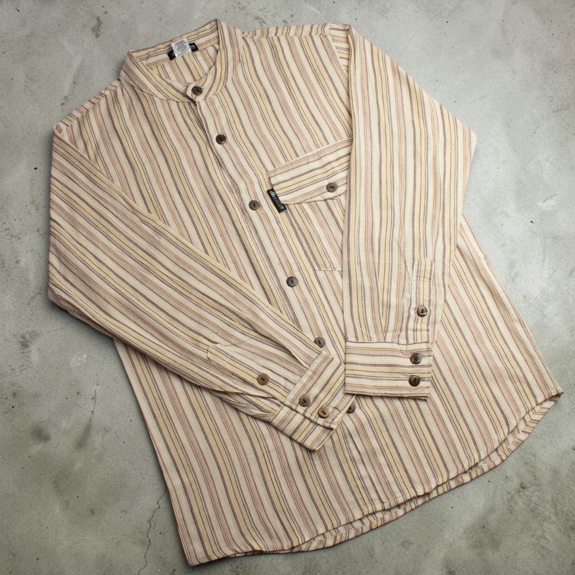 Nomad Sari Grandad Shirt in Brown Beige for Everyday Style