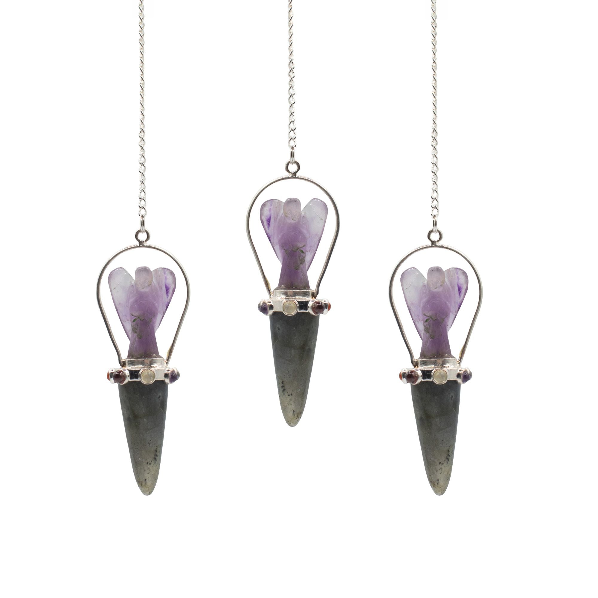 Veilwalker Two Piece Angel Pendulum with Labradorite & Amethyst