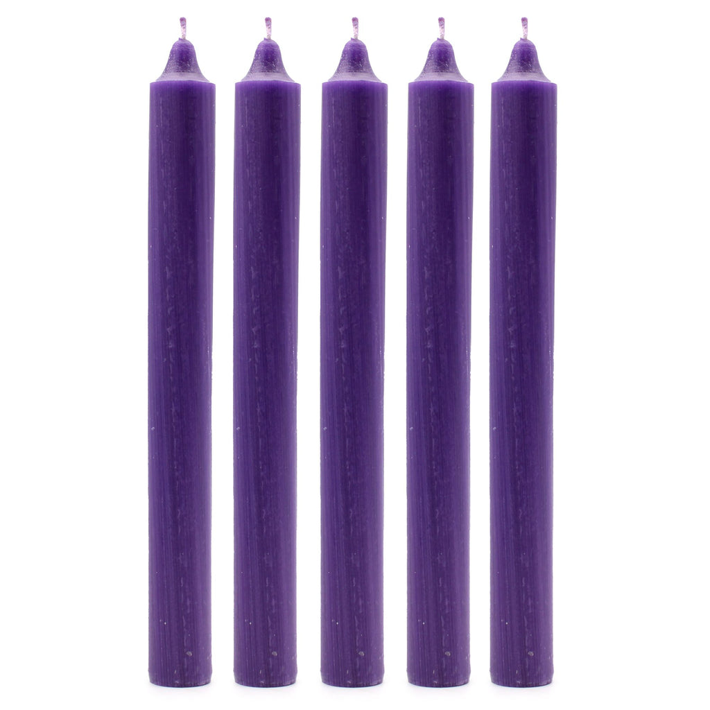 Solid Colour Dinner Candle Set of 21 in Rustic Purple Hue