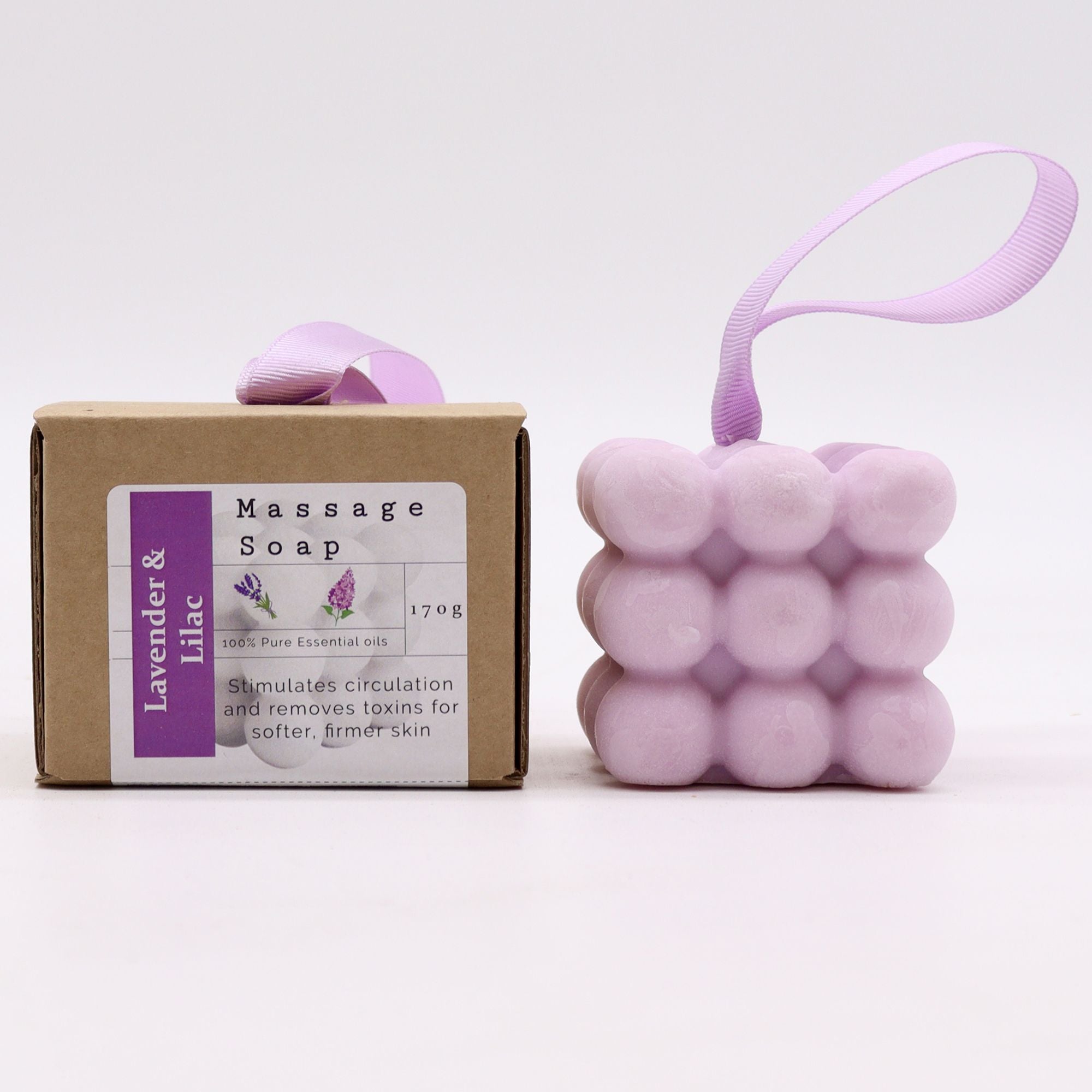 Boxed Lavender and Lilac Massage Soap Bar for Spa Indulgence
