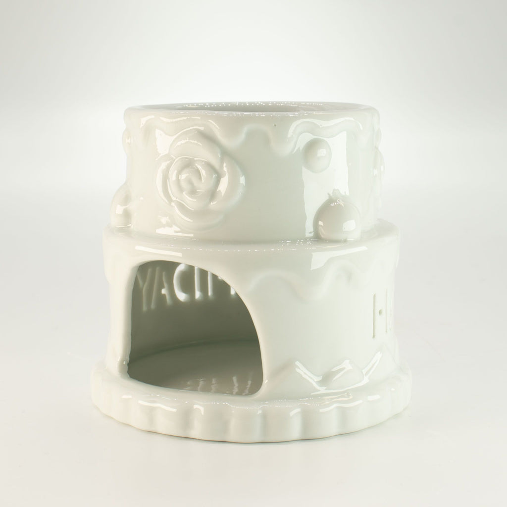 Ceramic Cake Oil Burner Happy Birthday White Decorative Piece