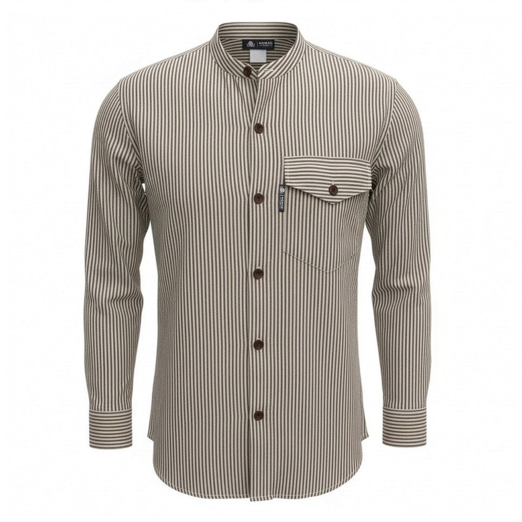 Nomad Sari Grandad Shirt in Grey Stone for Everyday Style