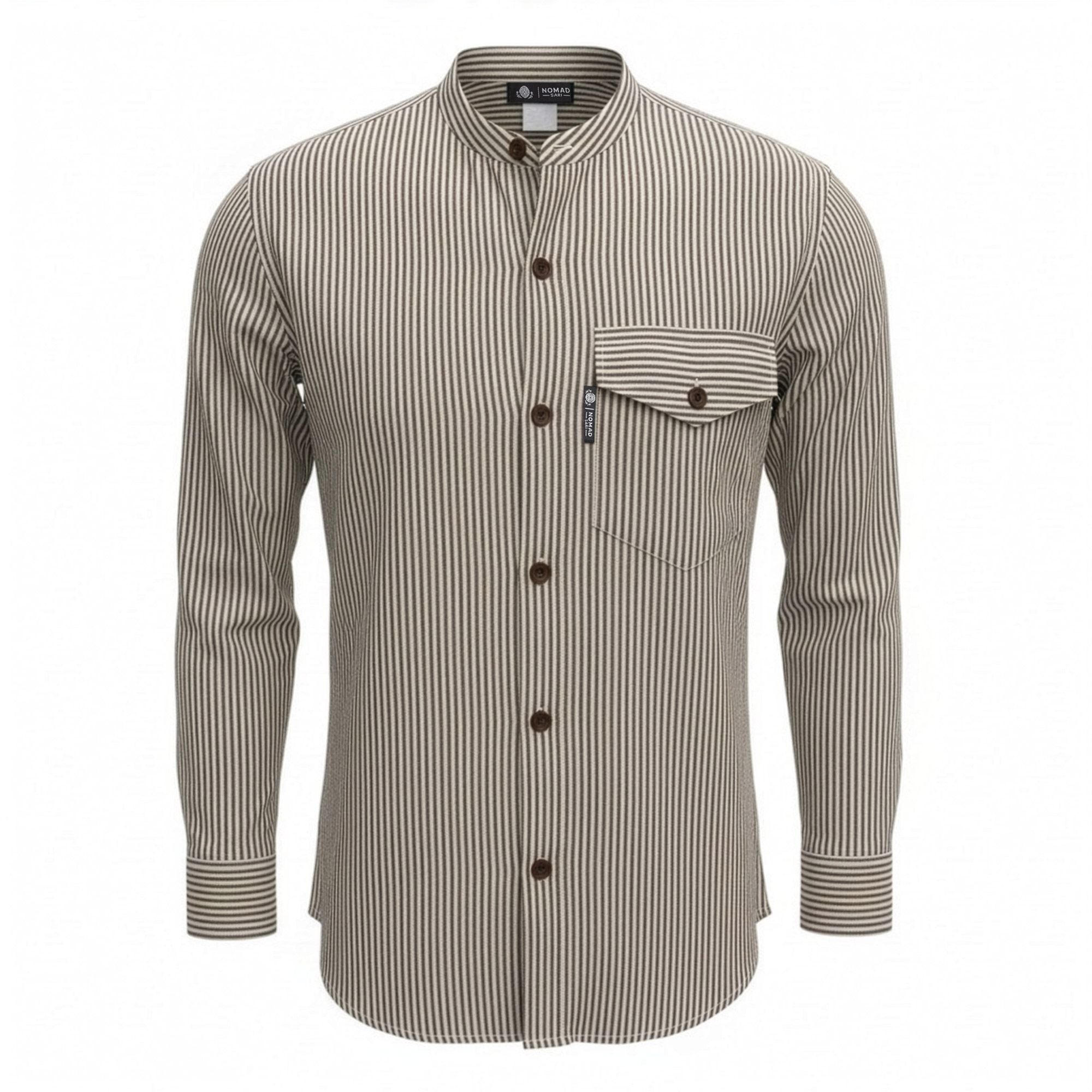 Nomad Sari Grandad Shirt in Grey Stone for Everyday Style