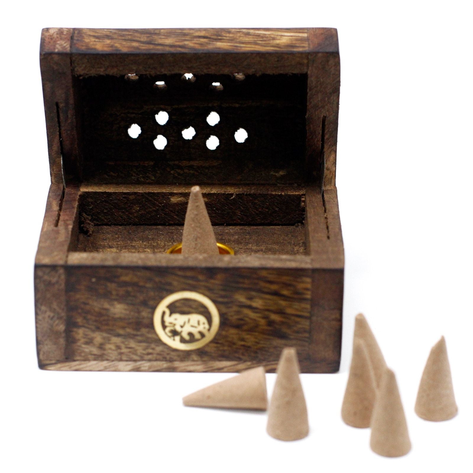Mini Incense Cone Smoke Box Crafted from Mango Wood Design