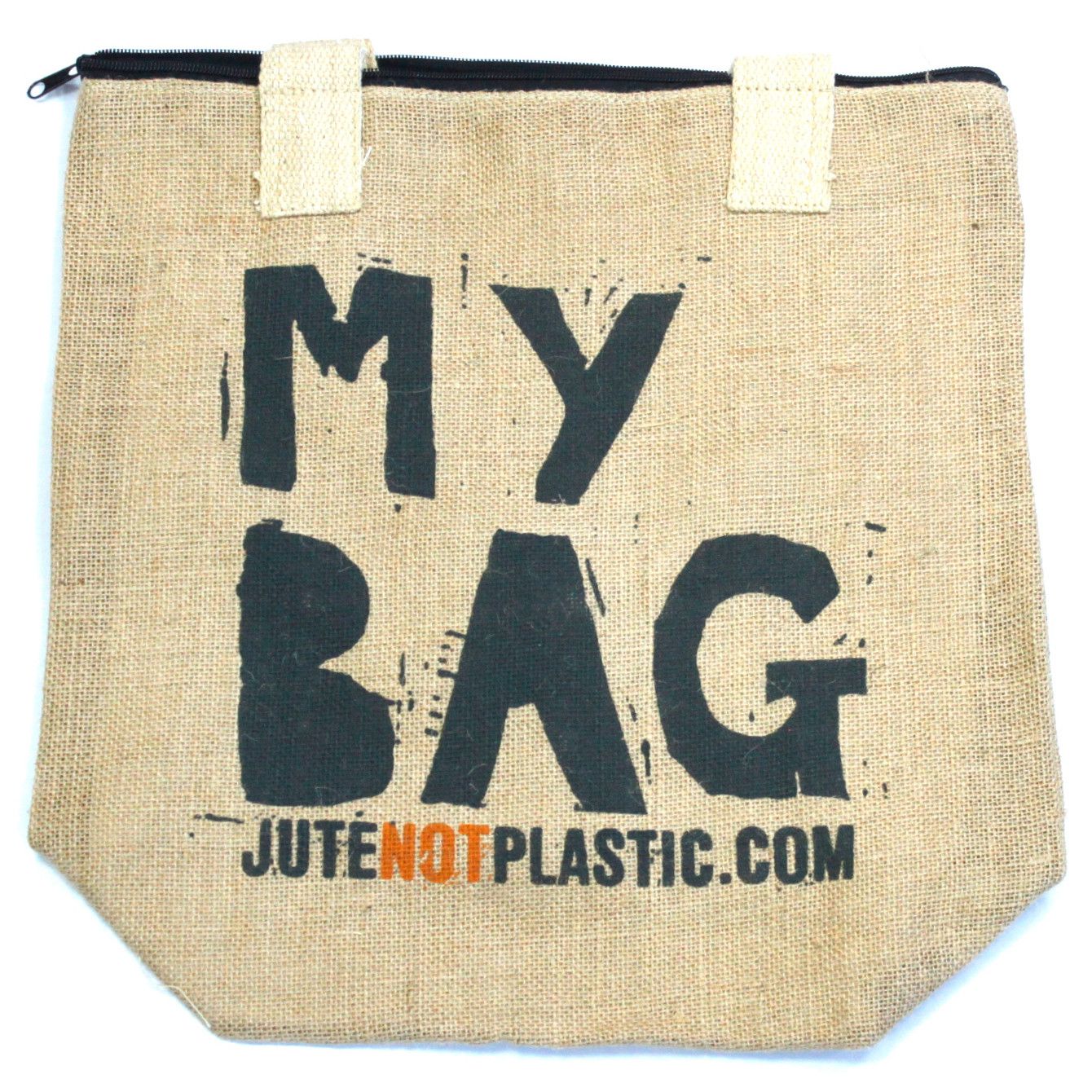 Eco Friendly Jute Bag with Unique Funky Designs and Cotton Handles
