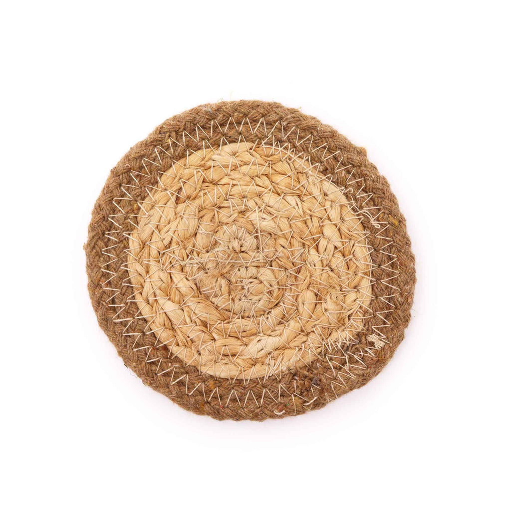 Natural Coaster Set of 6 Mixed Colours Jute and Cotton Placemats