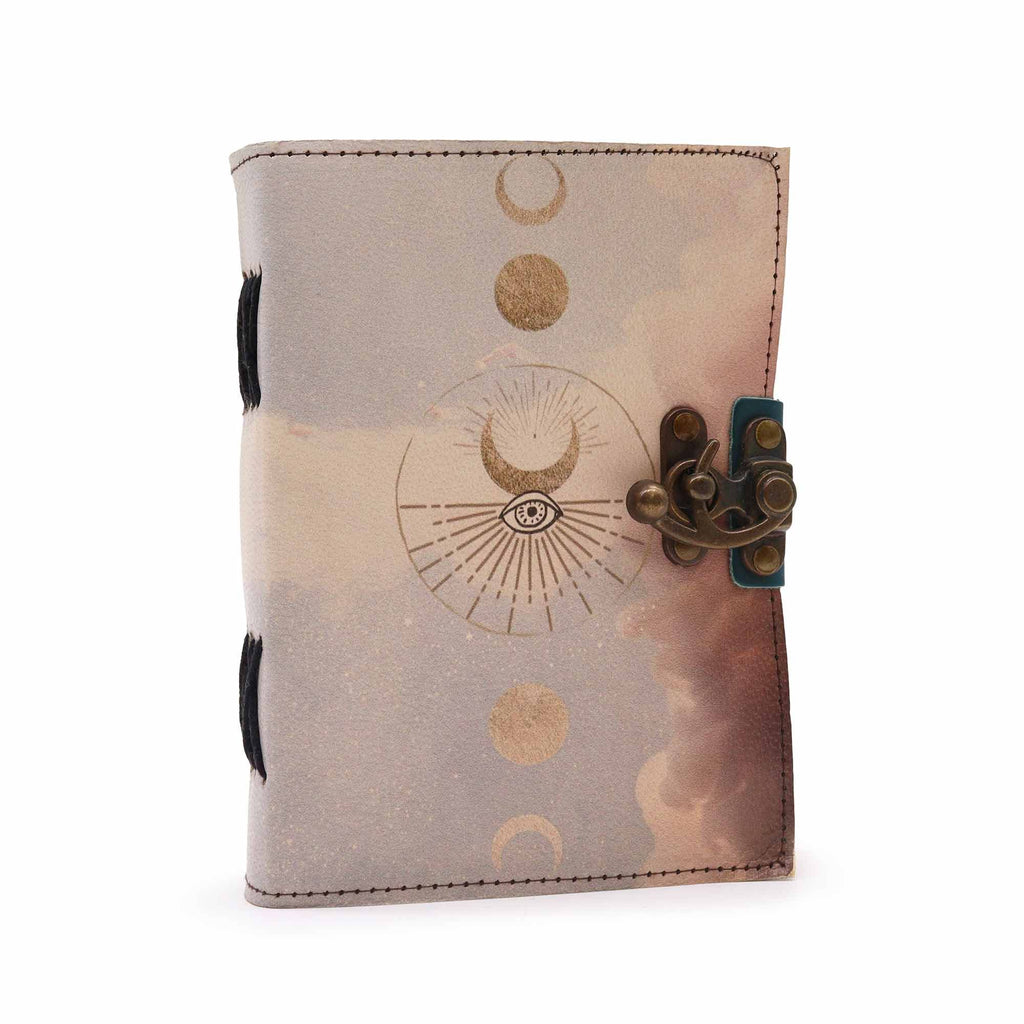 Leather Moon Phases Deckle Edge Notebook for Creative Journals