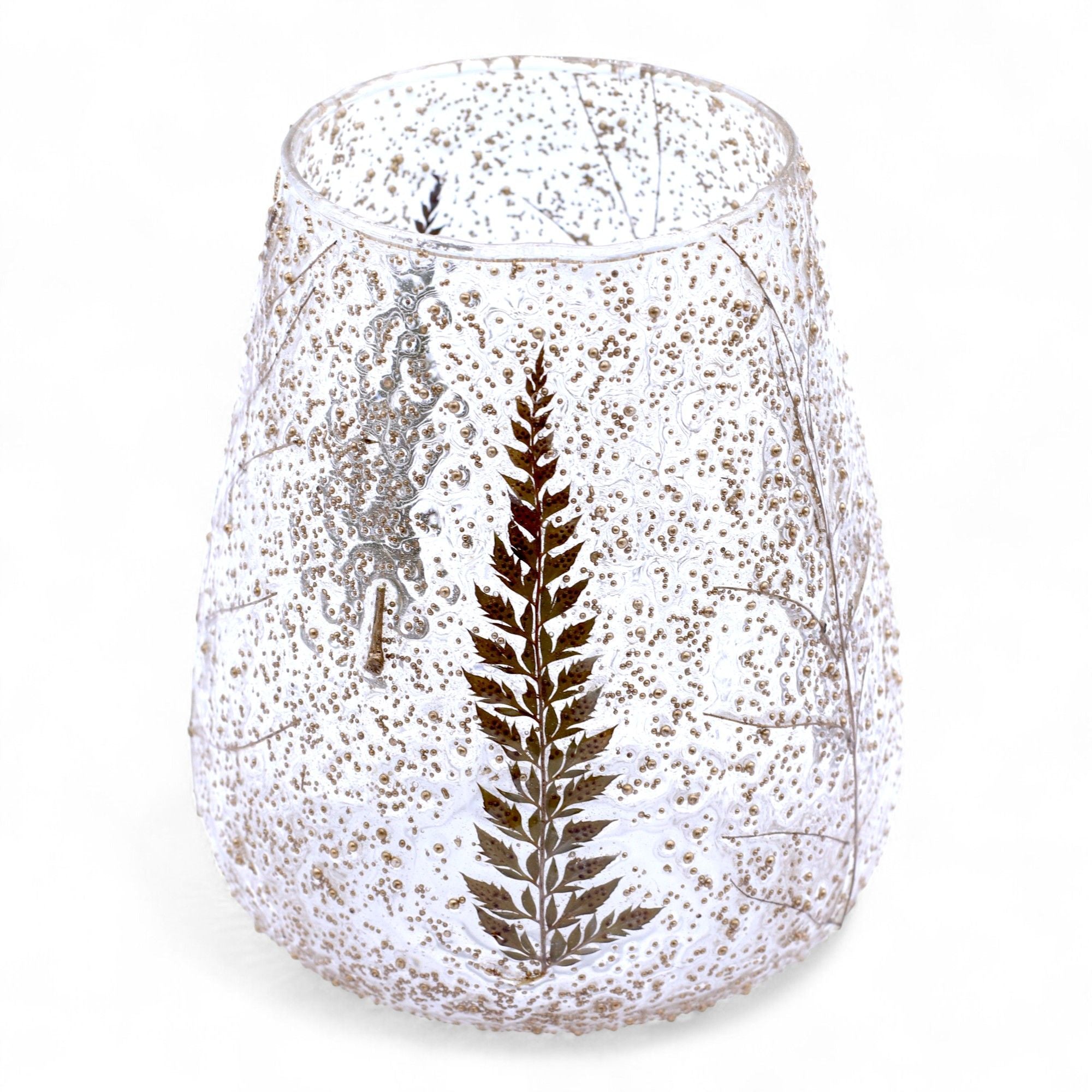 Natural Floral Glass Large Bowl Candle Holder for Home Decor