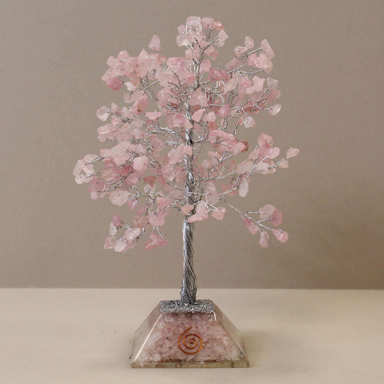 Gemstone Tree with Orgonite Base Featuring 320 Rose Quartz Stones