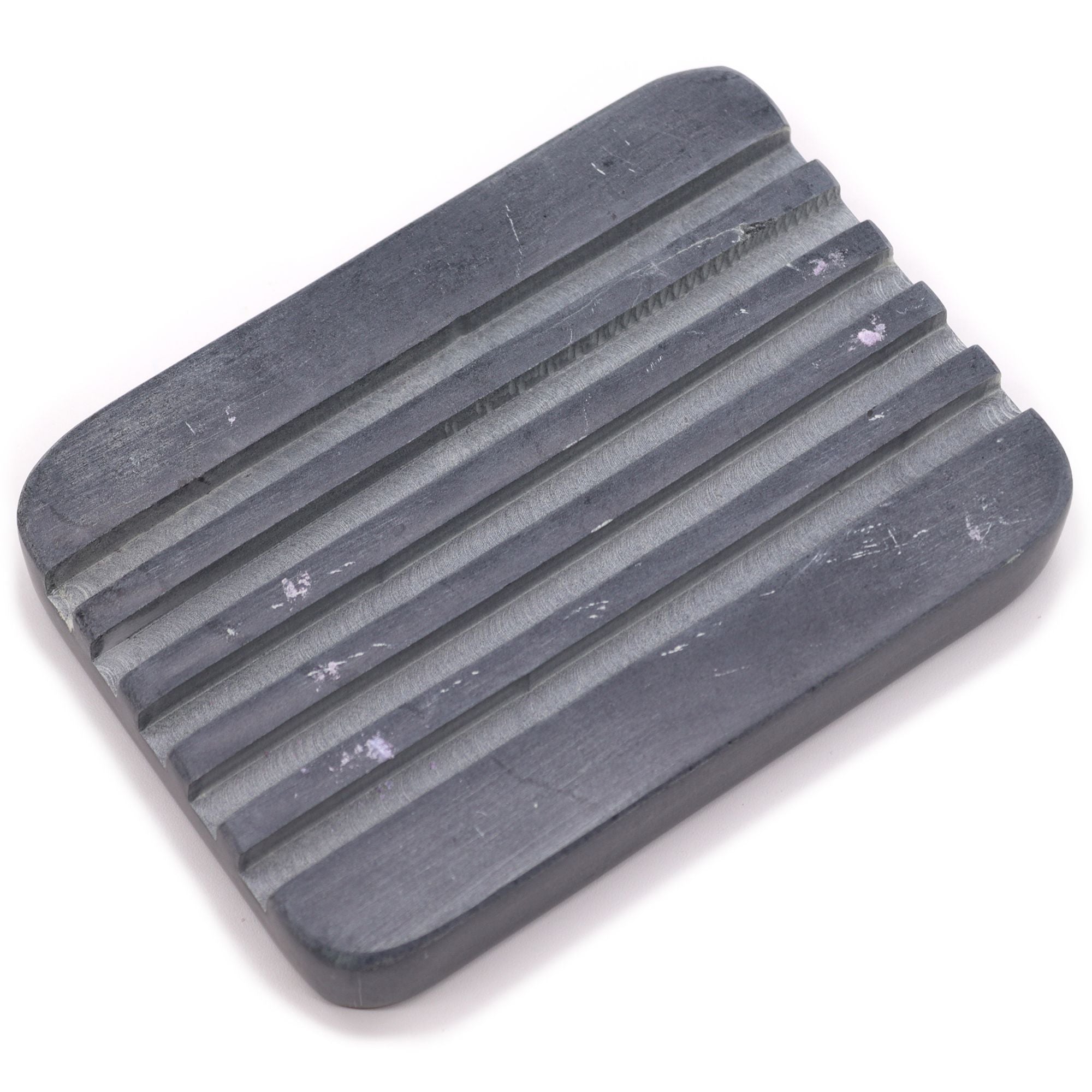 Grey Soapstone Soap Dish with Heavy Ridges for Practical Use