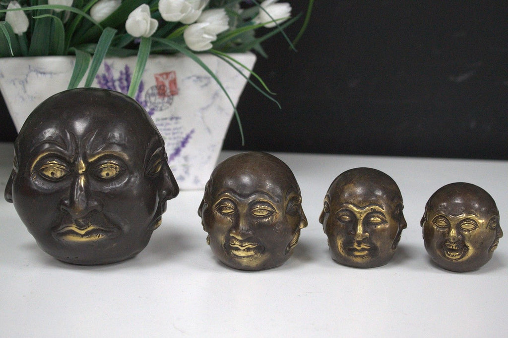 Fengshui Four Face Buddha 10cm Brass Decor for Home Serenity