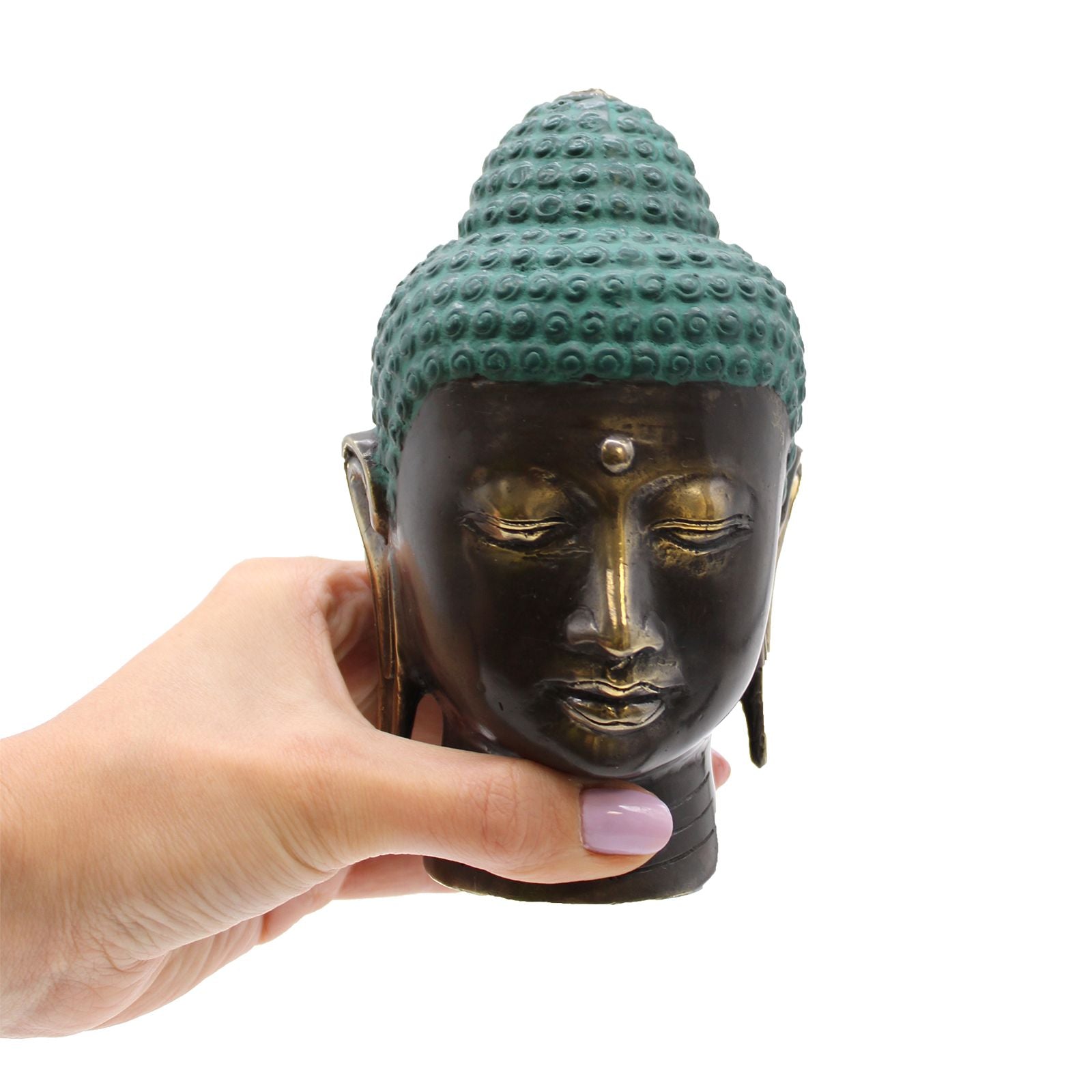 Large Antique Brass Buddha Head for Home Decor and Feng Shui Use