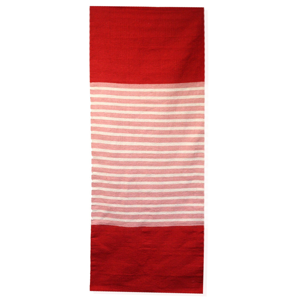 Vibrant Indian Cotton Rug 70x170cm in Red and Pink Design