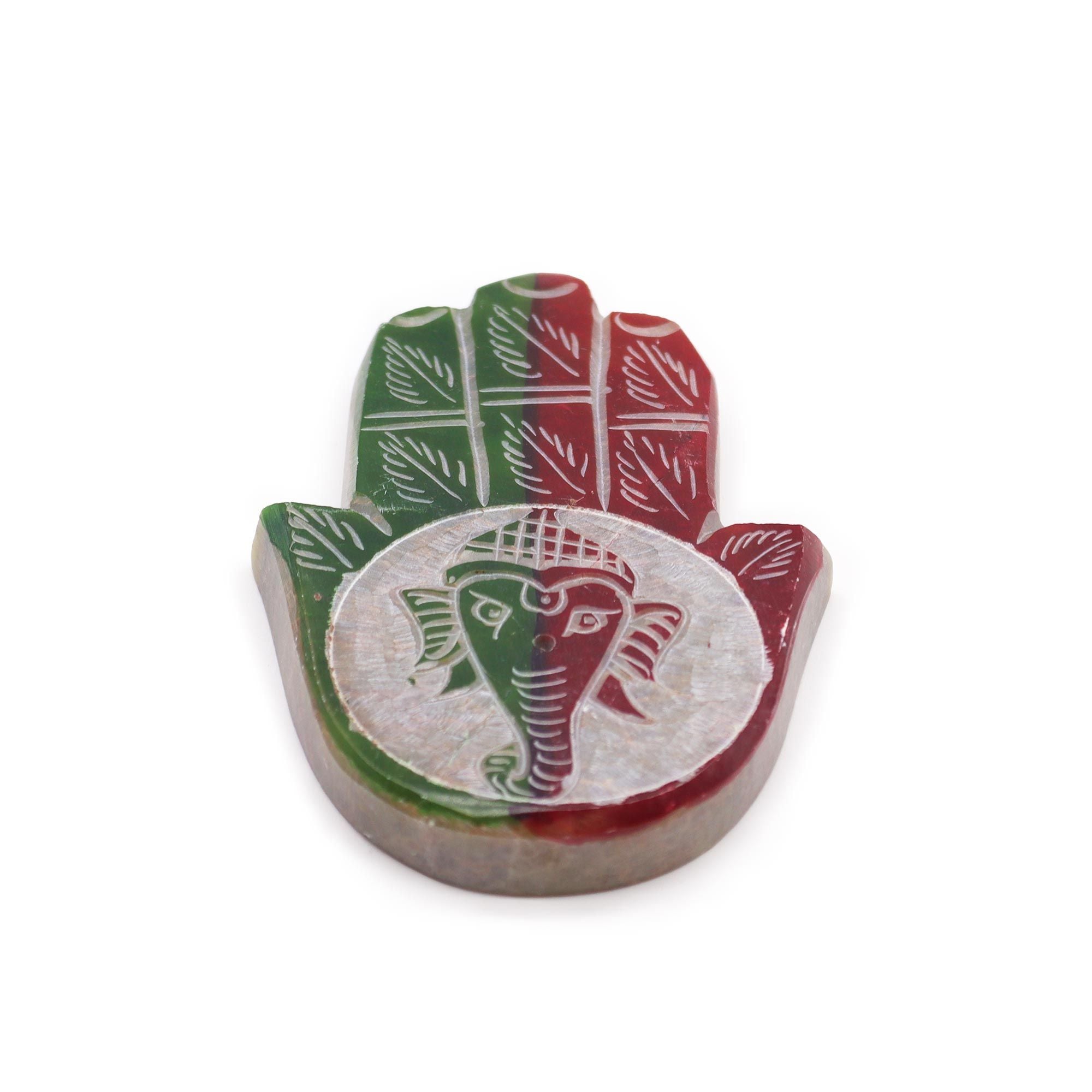 Soapstone Hamsa Incense Holder with Ganesha Design for Decor
