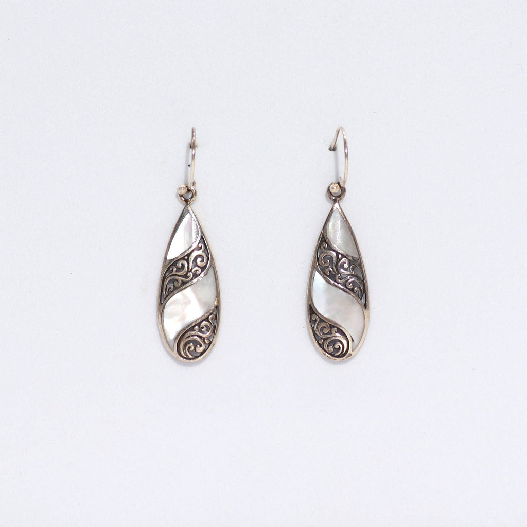Shell and Silver Teardrop Earrings for Elegant Fashion Style