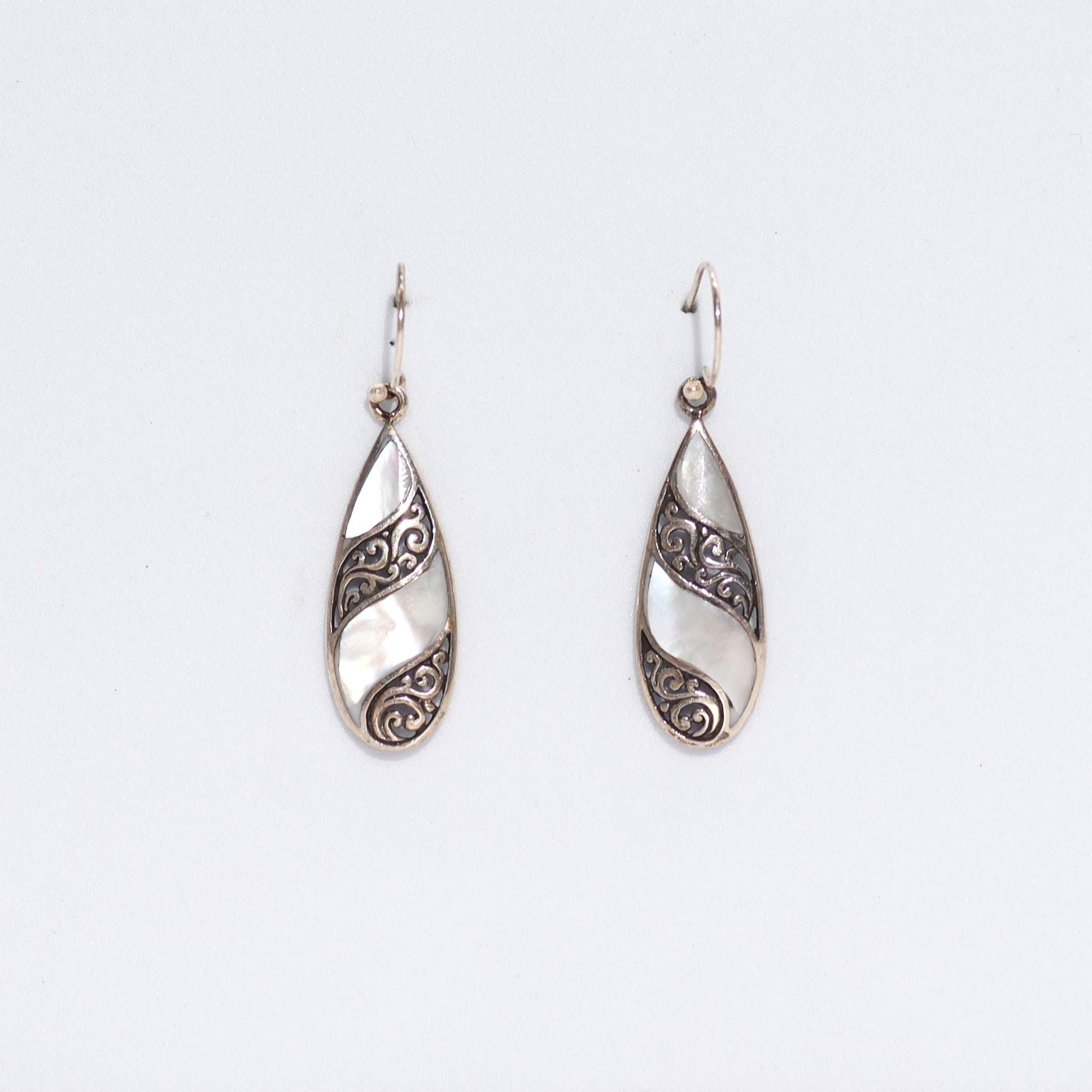 Shell and Silver Teardrop Earrings for Elegant Fashion Style